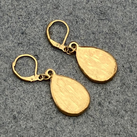 Dangle Pierced Earrings Animal Leopard Print Gold Black Back Exotic Teardrop - Picture 4 of 5